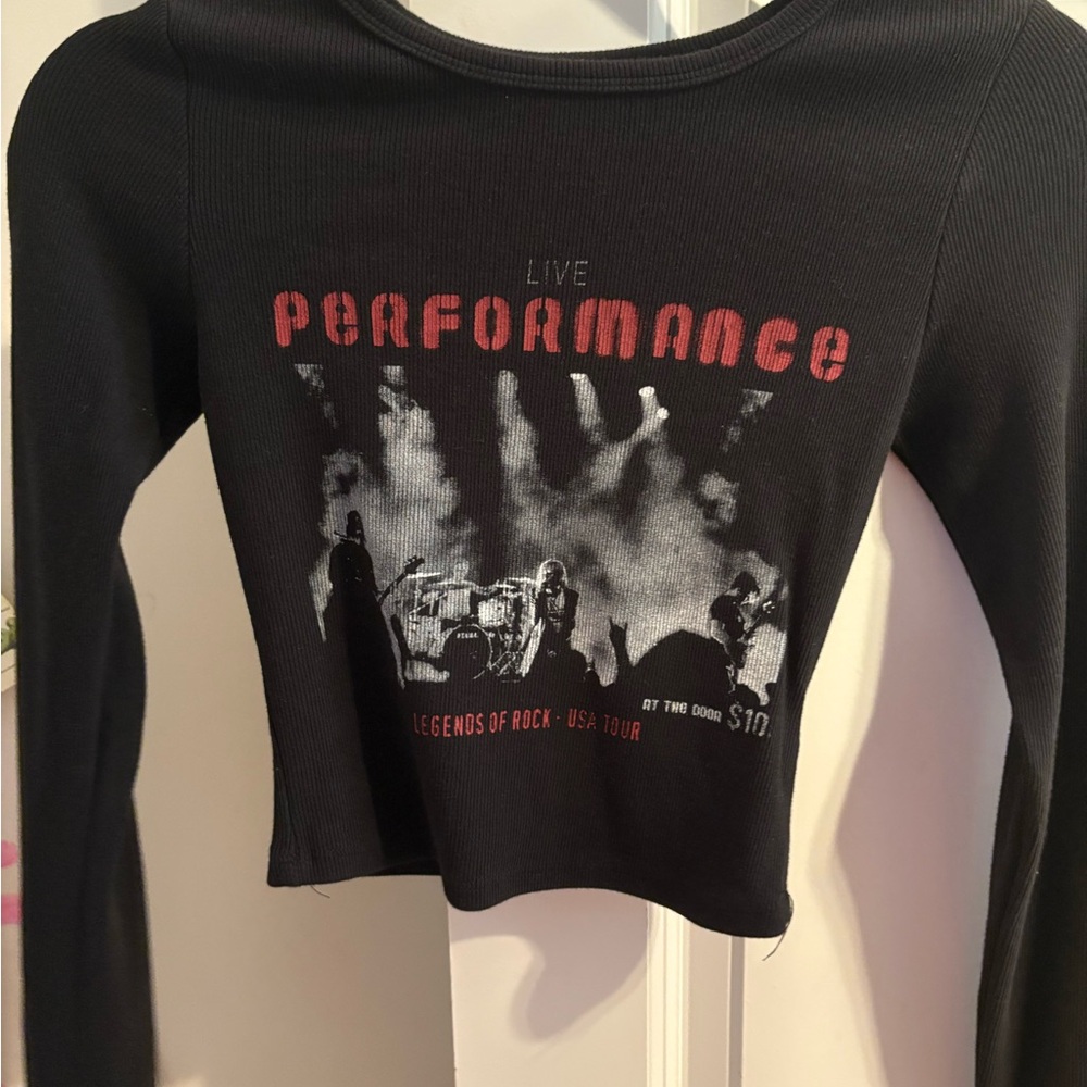 Garage Black and Red Graphic Long Sleeve Top
